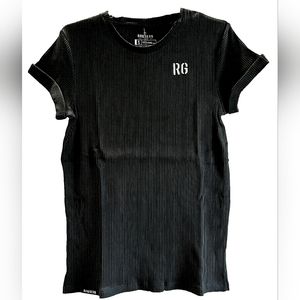 NWT Raw Gear Mens Ribbed, Short Sleeve, Black T-Shirt, Size XL Slim Fit Tee